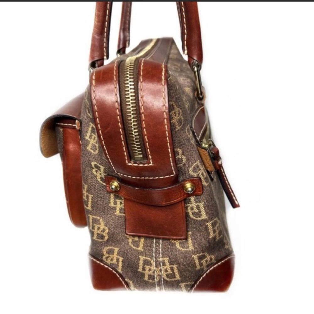 Dooney & Bourke Denim & Leather Brown Vintage Signature Monogram Anniversary Bag - Picture 2 of 11